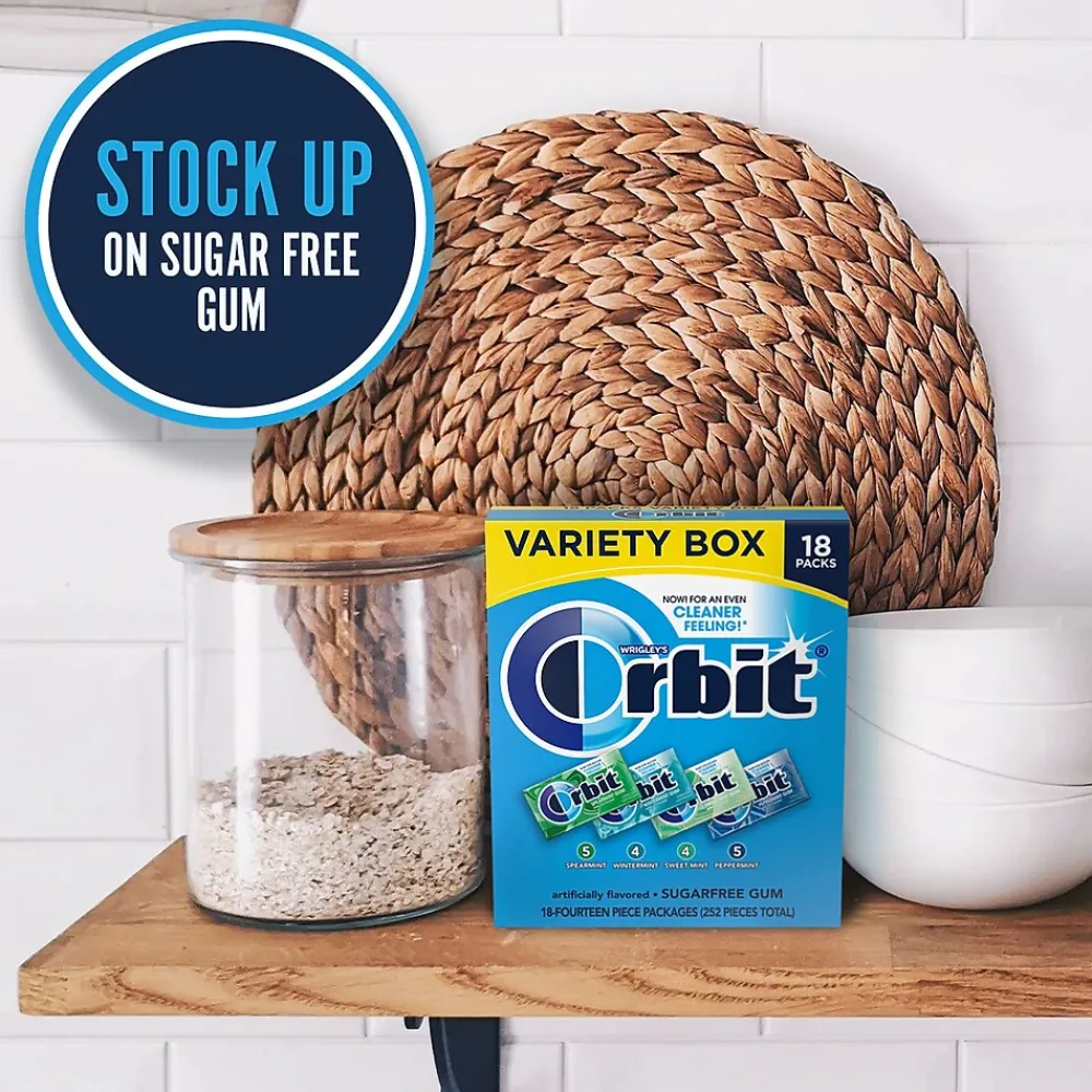Orbit Variety Box Sugar Free Gum, Assorted Flavors, 12.8 oz., 252 Pieces/Pack, 18/Pack (220-00568)