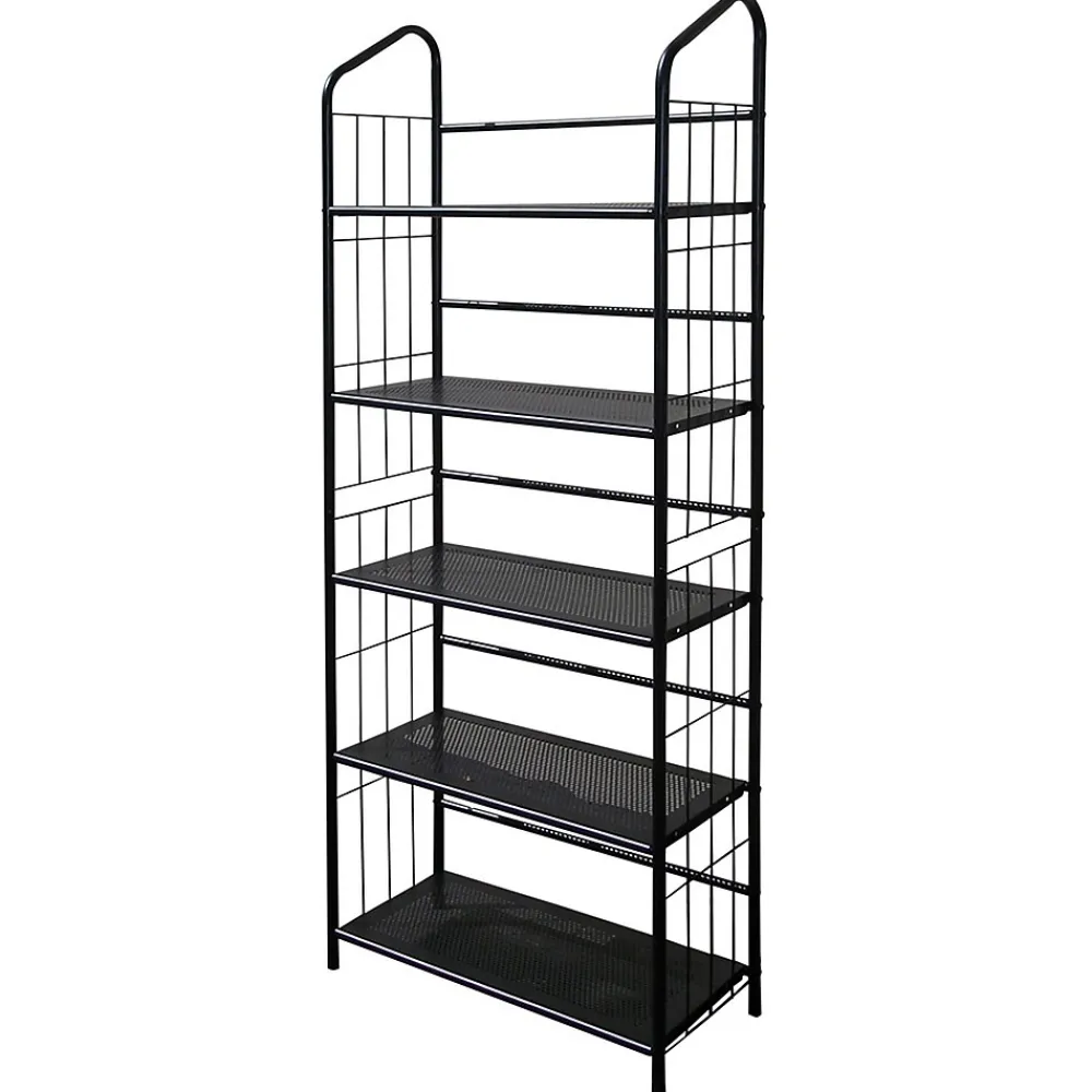 Bookcases*Ore International ® 5 Tier Metal Book Shelf, Black