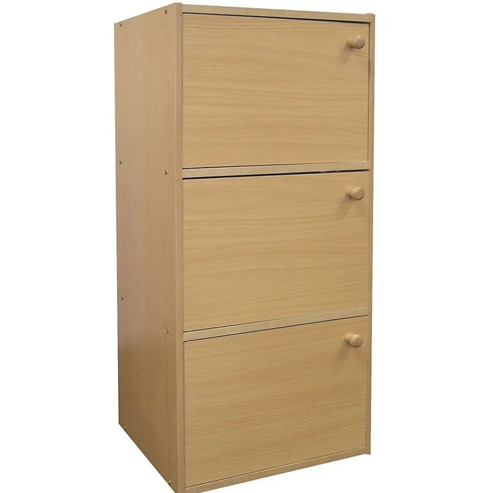 Bookcases*Ore International ® Home Decorators Collection 3-Level Rubberwood Bookshelf with Doors, Natural