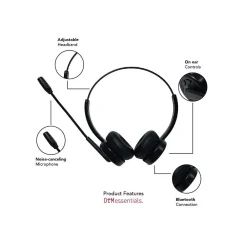 Sale OTM Essentials Pro Wireless Noise Canceling Stereo Headset, Over-the-Head, Black (OB-A6A)