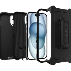 OtterBox Defender Case for Apple iPhone 13/14/15, Shock Absorbing, Rugged Protection, Black (77-92557)