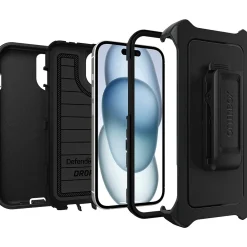 OtterBox Defender Pro Holster Case for iPhone 13/14/15, Shock Absorbing, Black (77-92732)