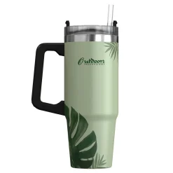Stainless Steel Double-Walled Vacuum Insulated Tumbler with Straw, 30 oz., Tropical Green (OUTD9218)<Outdoors Professional New