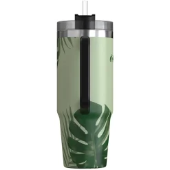 Stainless Steel Double-Walled Vacuum Insulated Tumbler with Straw, 30 oz., Tropical Green (OUTD9218)<Outdoors Professional New