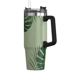 Stainless Steel Double-Walled Vacuum Insulated Tumbler with Straw, 30 oz., Tropical Green (OUTD9218)<Outdoors Professional New