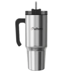 Stainless Steel Double-Walled Vacuum Insulated Tumbler with Straw, 30 oz., Silver (OUTD9034)<Outdoors Professional Hot