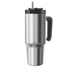 Stainless Steel Double-Walled Vacuum Insulated Tumbler with Straw, 30 oz., Silver (OUTD9034)<Outdoors Professional Hot