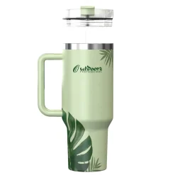 Stainless Steel Double-Walled Vacuum Insulated Tumbler with Straw, 40 oz., Tropical Green (OUTD9232)<Outdoors Professional Online