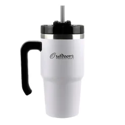 Stainless Steel Double-Walled Vacuum Insulated Tumbler with Straw, 20 oz., White (OUTD6052)<Outdoors Professional Sale