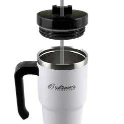 Stainless Steel Double-Walled Vacuum Insulated Tumbler with Straw, 20 oz., White (OUTD6052)<Outdoors Professional Sale