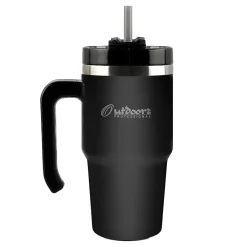 Stainless Steel Double-Walled Vacuum Insulated Tumbler with Straw, 20 oz., Black (OUTD6069)<Outdoors Professional Hot