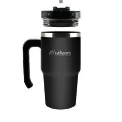 Stainless Steel Double-Walled Vacuum Insulated Tumbler with Straw, 20 oz., Black (OUTD6069)<Outdoors Professional Hot