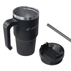 Stainless Steel Double-Walled Vacuum Insulated Tumbler with Straw, 20 oz., Black (OUTD6069)<Outdoors Professional Hot
