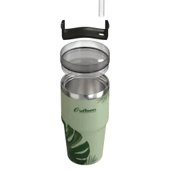 Stainless Steel Double-Walled Vacuum Insulated Tumbler with Straw, 20 oz., Tropical Green (OUTD9195)<Outdoors Professional Clearance