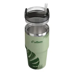 Stainless Steel Double-Walled Vacuum Insulated Tumbler with Straw, 20 oz., Tropical Green (OUTD9195)<Outdoors Professional Clearance