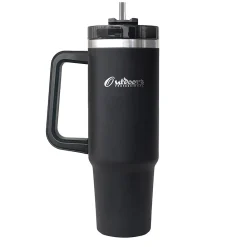 Stainless Steel Double-Walled Vacuum Insulated Tumbler with Straw, 40 oz., Black (OUTD9041)<Outdoors Professional