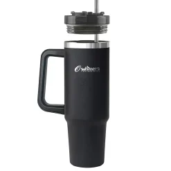 Stainless Steel Double-Walled Vacuum Insulated Tumbler with Straw, 40 oz., Black (OUTD9041)<Outdoors Professional