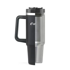 Stainless Steel Double-Walled Vacuum Insulated Tumbler with Straw, 40 oz., Black (OUTD9041)<Outdoors Professional