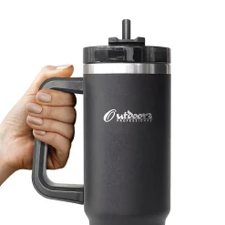 Stainless Steel Double-Walled Vacuum Insulated Tumbler with Straw, 40 oz., Black (OUTD9041)<Outdoors Professional