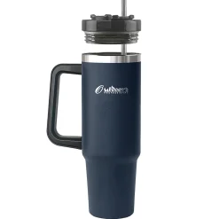 Stainless Steel Double-Walled Vacuum Insulated Tumbler with Straw, 40 oz., Navy Blue (OUTD9058)<Outdoors Professional Clearance
