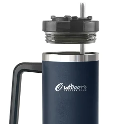 Stainless Steel Double-Walled Vacuum Insulated Tumbler with Straw, 40 oz., Navy Blue (OUTD9058)<Outdoors Professional Clearance