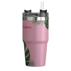 Stainless Steel Double-Walled Vacuum Insulated Tumbler with Straw, 20 oz., Tropical Pink (OUTD9201)<Outdoors Professional New