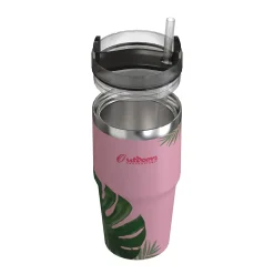 Stainless Steel Double-Walled Vacuum Insulated Tumbler with Straw, 20 oz., Tropical Pink (OUTD9201)<Outdoors Professional New