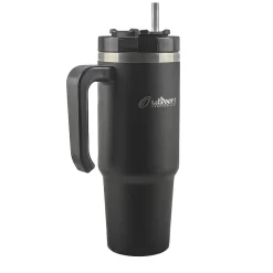Stainless Steel Double-Walled Vacuum Insulated Tumbler with Straw, 30 oz., Black (OUTD9027)<Outdoors Professional Hot