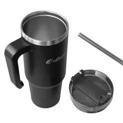 Stainless Steel Double-Walled Vacuum Insulated Tumbler with Straw, 30 oz., Black (OUTD9027)<Outdoors Professional Hot