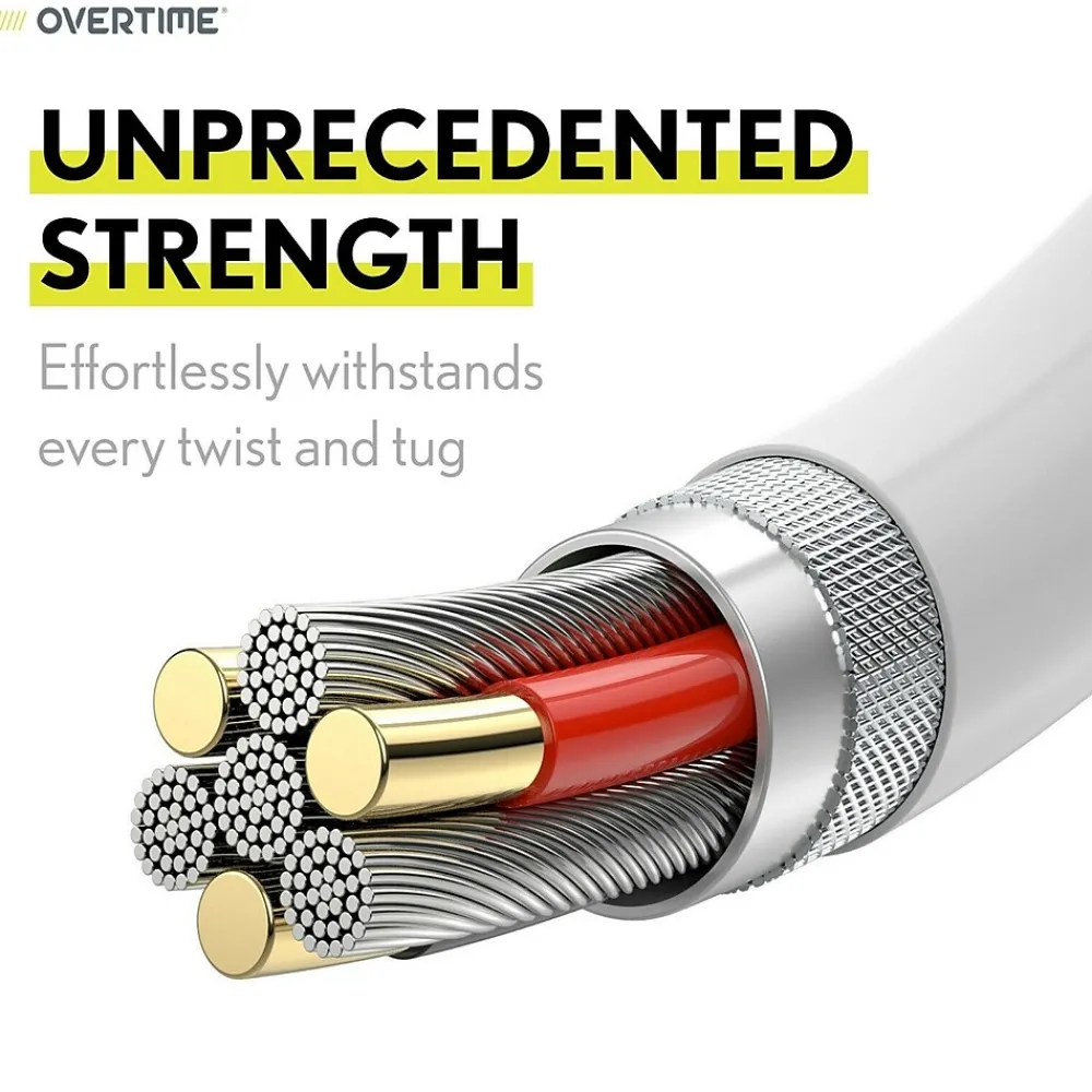 Apple MFi Certified Lighting USB 4ft Cable for iPhone/iPad/iPod Touch, White, Pack of 3 (CE14541A)<Overtime