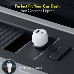 Dual USB-A/USB-C Universal Car Charger, White (OTC2USB2ASL)<Overtime Clearance