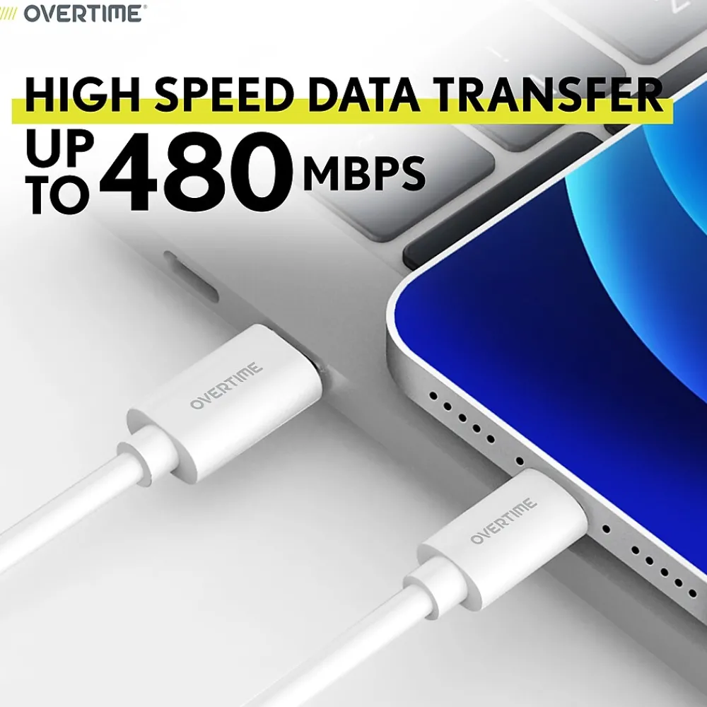 USBC Certified Charging Cables USB-C to USB-C Charging Cable, 6 ft., White, 3/Pack (MFIBLACK10FT)<Overtime Clearance