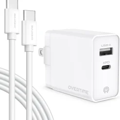 USB-C/USB-A Universal Charger with Two Certified USB-C to Lightning Cables, White (OTH2USB2ARG)<Overtime Discount