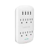Overtime Wall Outlet Extender, 6 Outlets and 2 USB/2 USBC Ports, Surge Protector, White (OTWP6AC4USB42)