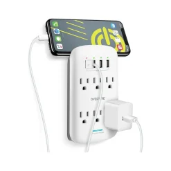 Overtime Wall Outlet Extender, 6 Outlets and 2 USB/2 USBC Ports, Surge Protector, White (OTWP6AC4USB42)