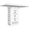 Overtime Wall Outlet Shelf, 8 Outlets and 3 USB Ports, Surge Protector, White (OTWP8O3USB)