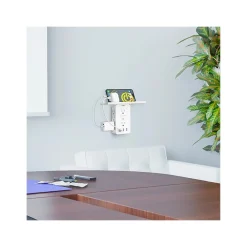 Overtime Wall Outlet Shelf, 8 Outlets and 3 USB Ports, Surge Protector, White (OTWP8O3USB)