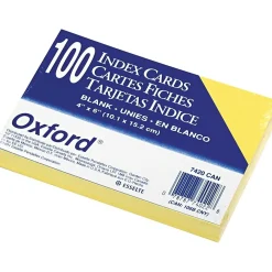 Index Cards*Oxford 4" x 6" Index Cards, Blank, Canary, 100/Pack (7420CAN)