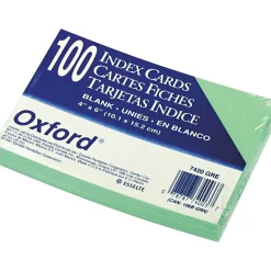 Index Cards*Oxford 4" x 6" Index Cards, Blank, Green, 100/Pack (7420GRE)