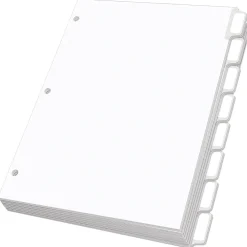 Dividers|Oxford Custom Label Dividers, Self-Stick Tab Labels, 8-Tab, Letter, White, 25 Sets