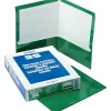 Pocket Folders|Oxford Laminated Portfolio, High Gloss, Green, 11" x 8 1/2", 25/Bx