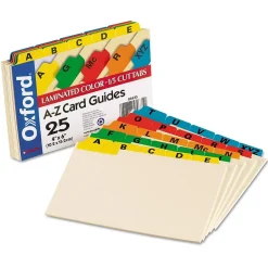 Index Cards*Oxford Laminated Tab Alpha Index Card Guides, 4" x 6", Manila, 25/Set (OXF04635)