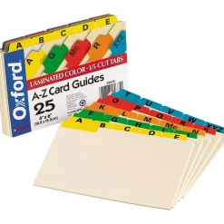 Index Cards*Oxford Laminated Tab Alpha Index Card Guides, 4" x 6", Manila, 25/Set (OXF04635)