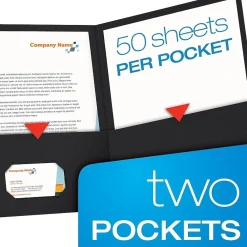 Pocket Folders|Oxford 2-Pocket Presentation Folders, Black, 25/Box (OXF 57506)