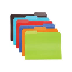 File Folders|Oxford Poly File Folders, 1/3-Cut Tab, Letter-Size, Assorted Colors, 24/Pack (52004)