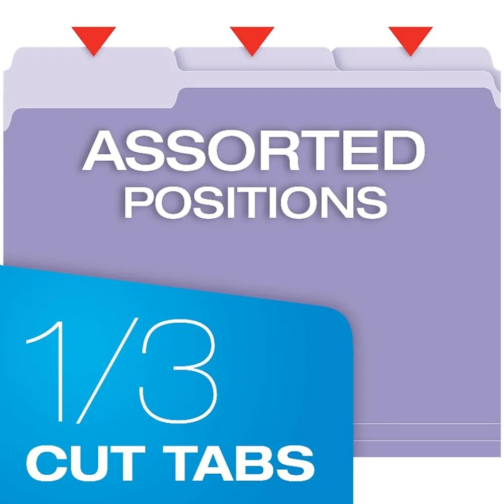 File Folders|Oxford Recycled File Folder, 1/3-Cut Tab, Letter Size, , 100/Box (1521/3LAV) Lavender