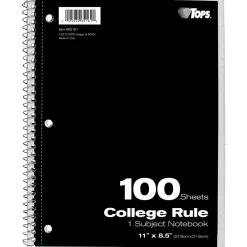 Subject Notebooks|Oxford 1-Subject Notebooks, 8.5" x 11", College Ruled, 100 Sheets, Each (65161)