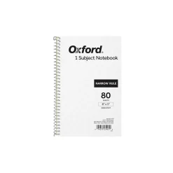 Subject Notebooks|Oxford 1-Subject Notebooks, 5" x 8", Narrow Ruled, 80 Sheets, Gray (25-401R)