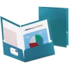 Pocket Folders|Oxford Two-Pocket Laminated Folder, 100-Sheet Capacity, Metallic Teal, 25/Box