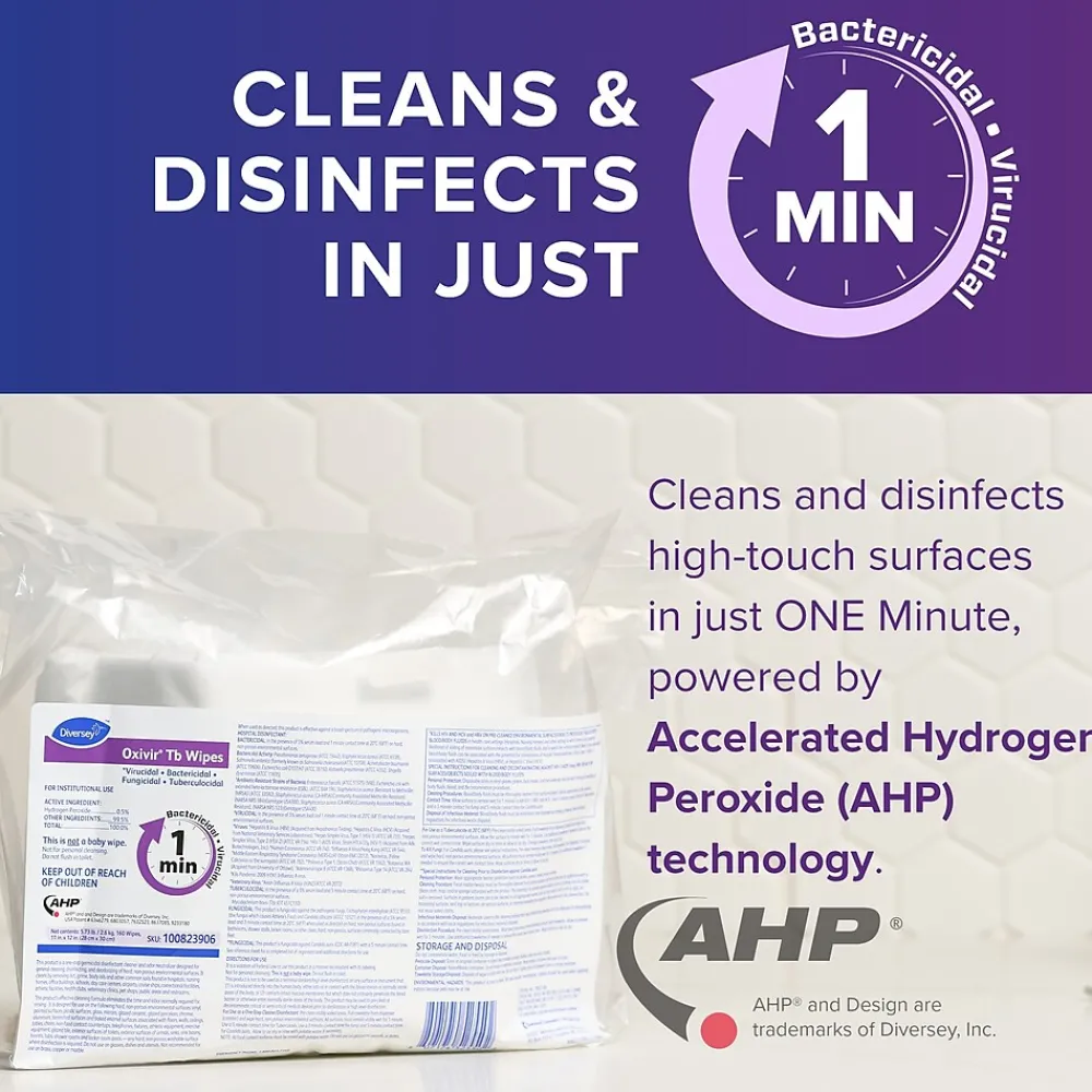 Disinfecting Wipes Refill, Fresh Citrus Scent, 160 Wipes/Container, 4/Carton (100823906)<Oxivir Clearance